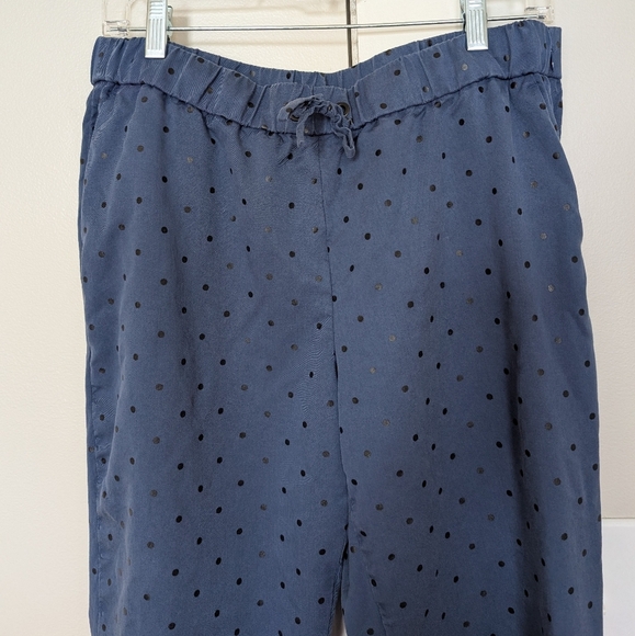 Akris Punto Polka Dot Blue Drawstring Pants sz 10 - Picture 3 of 7